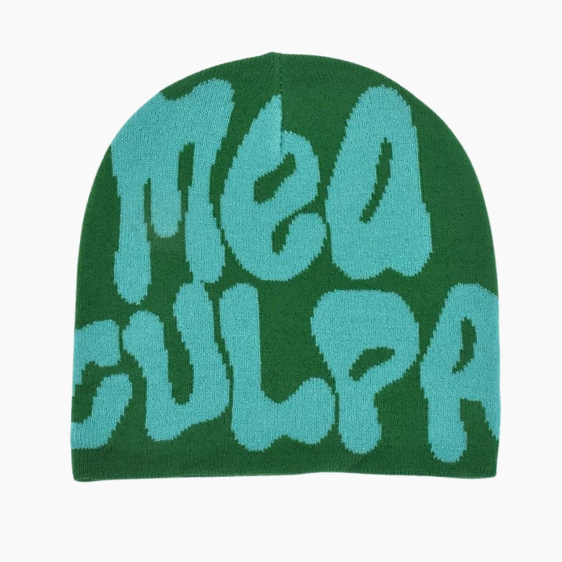 Mea Culpa Beanie 'Green & Blue Edition', green mea culpa beanie